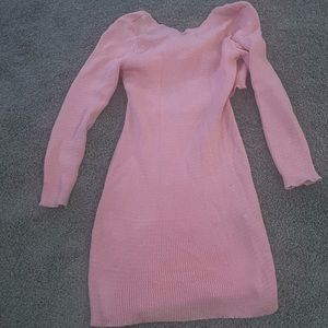 cute pink backless sweater dress